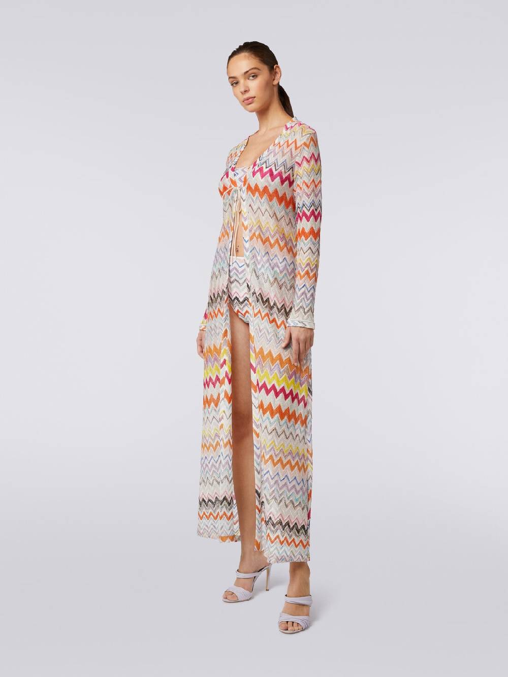 Missoni Cardigan copricostume lungo con motivo zig zag e lurex Hotsell