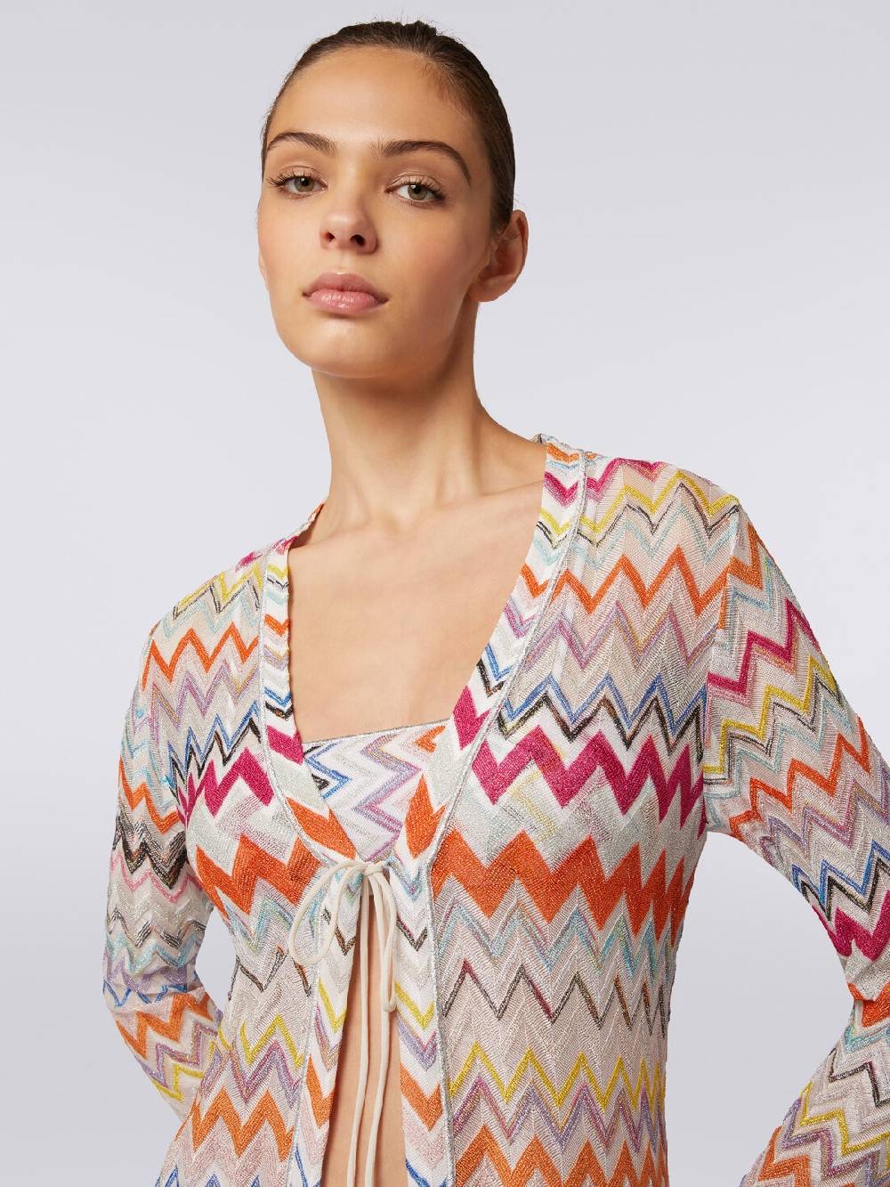 Missoni Cardigan copricostume lungo con motivo zig zag e lurex Hotsell