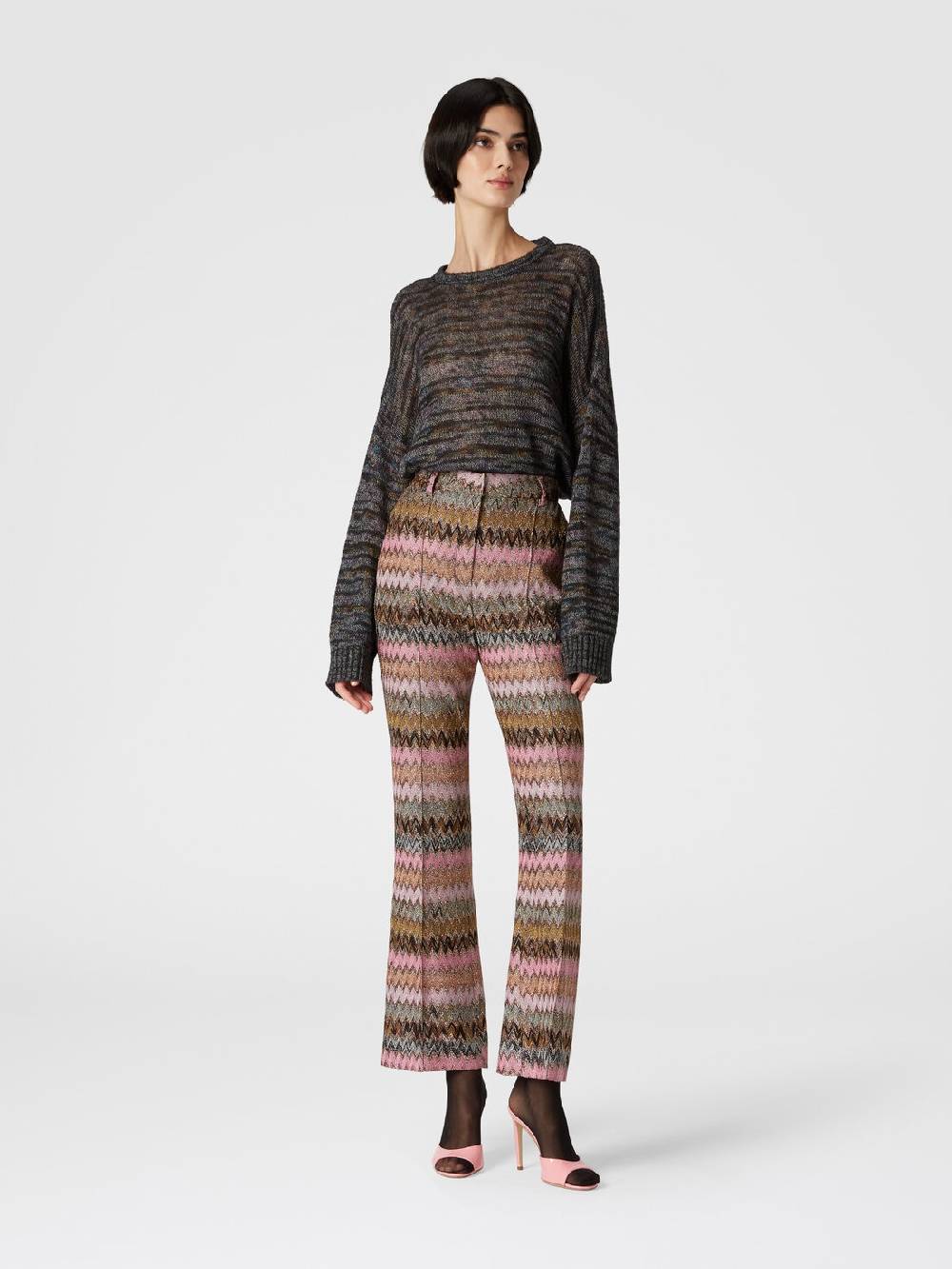 Missoni Pantaloni crop in misto viscosa zig zag lamé Vendite Flash