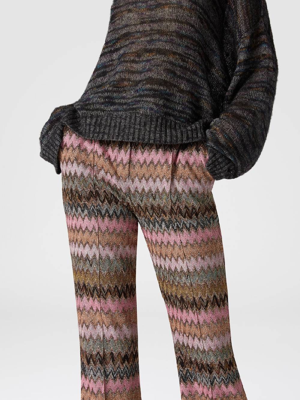 Missoni Pantaloni crop in misto viscosa zig zag lamé Vendite Flash