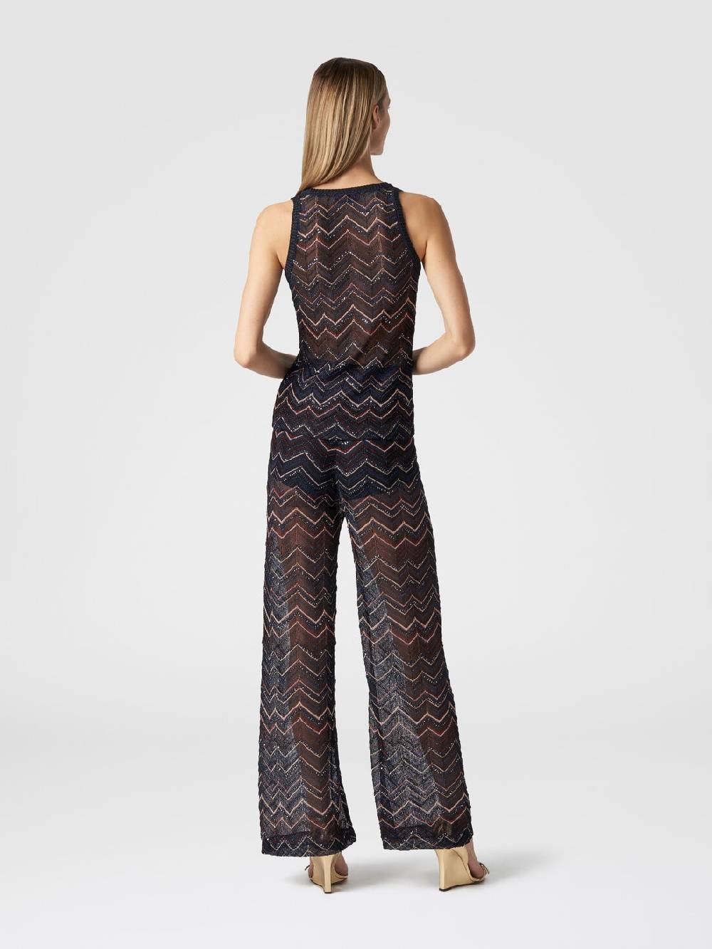 Missoni Pantaloni in maglia zig zag con lurex e paillettes Negozio