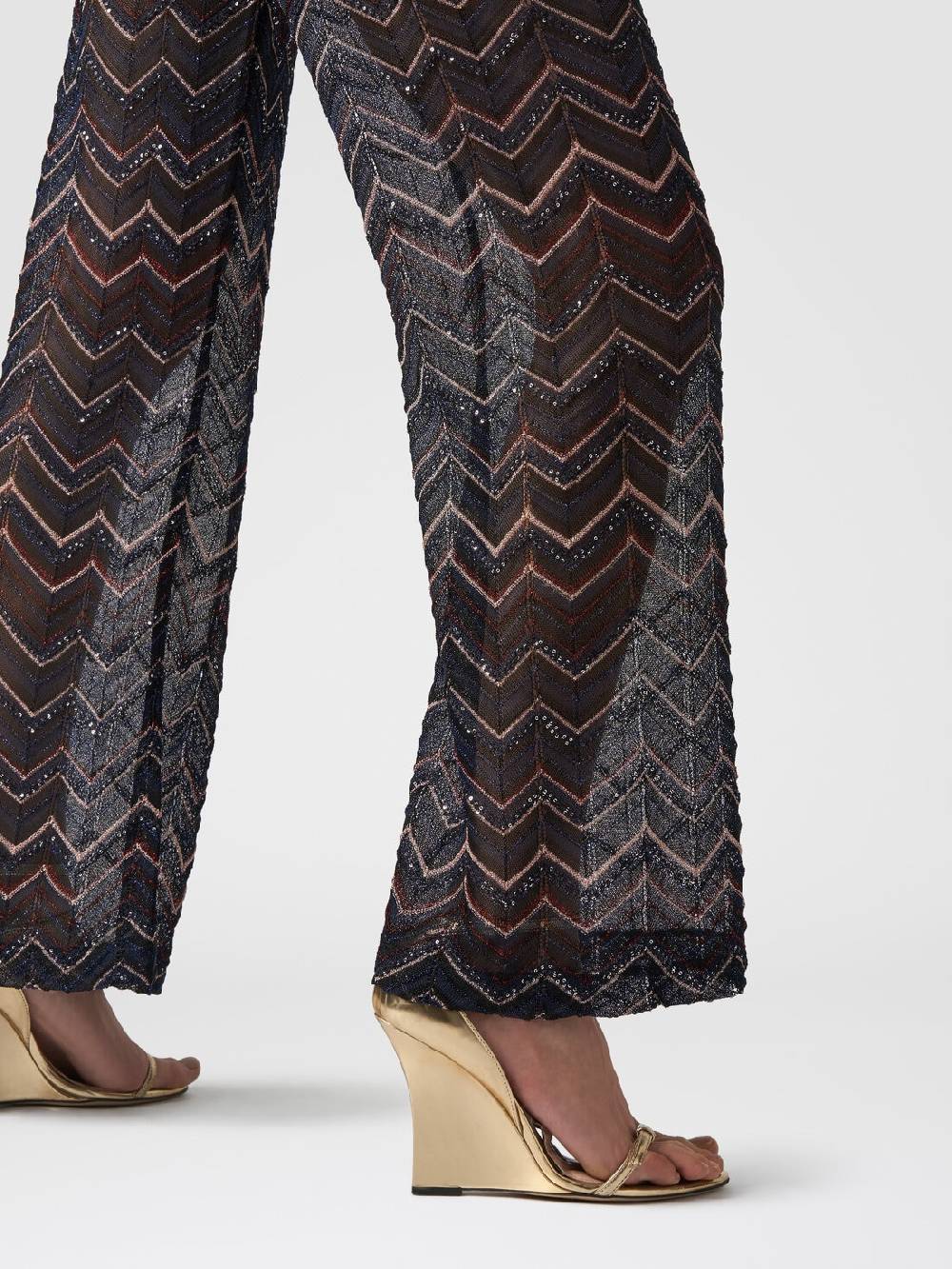 Missoni Pantaloni in maglia zig zag con lurex e paillettes Negozio