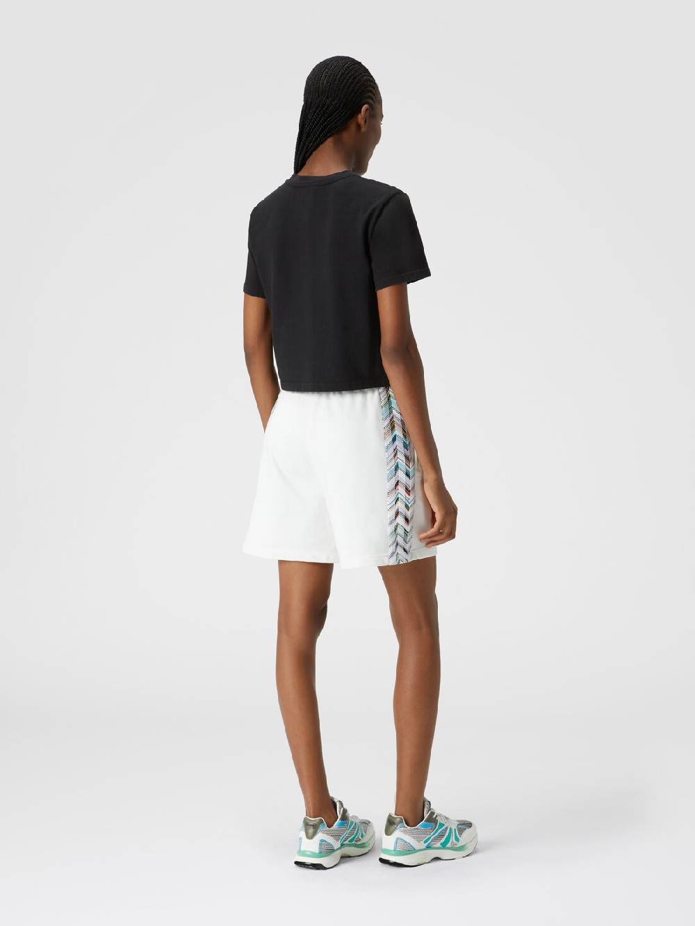 Missoni Shorts in felpa di cotone con logo e bande laterali in maglia In Saldo