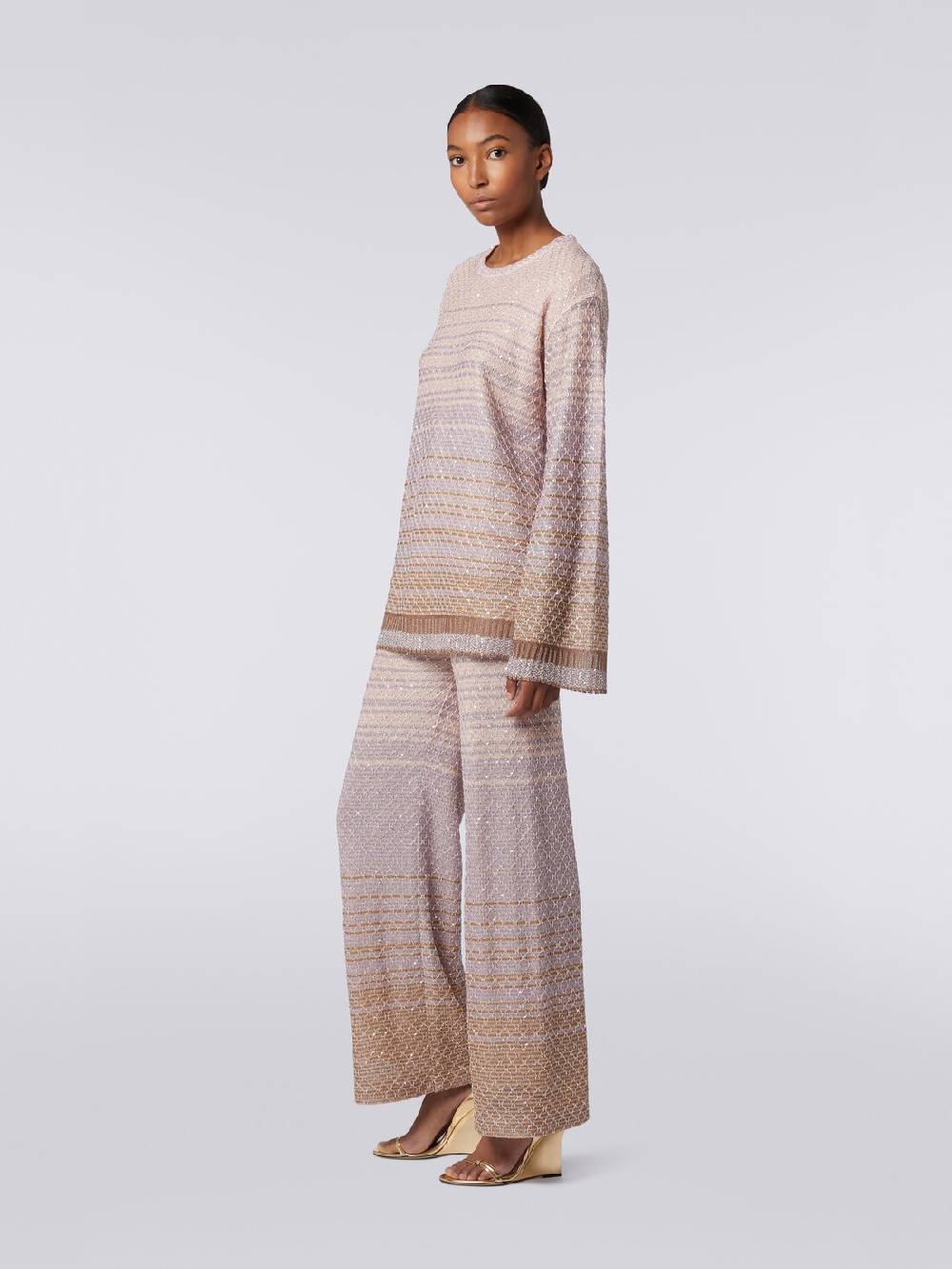 Missoni Pantaloni in maglia dégradé con paillettes Moda
