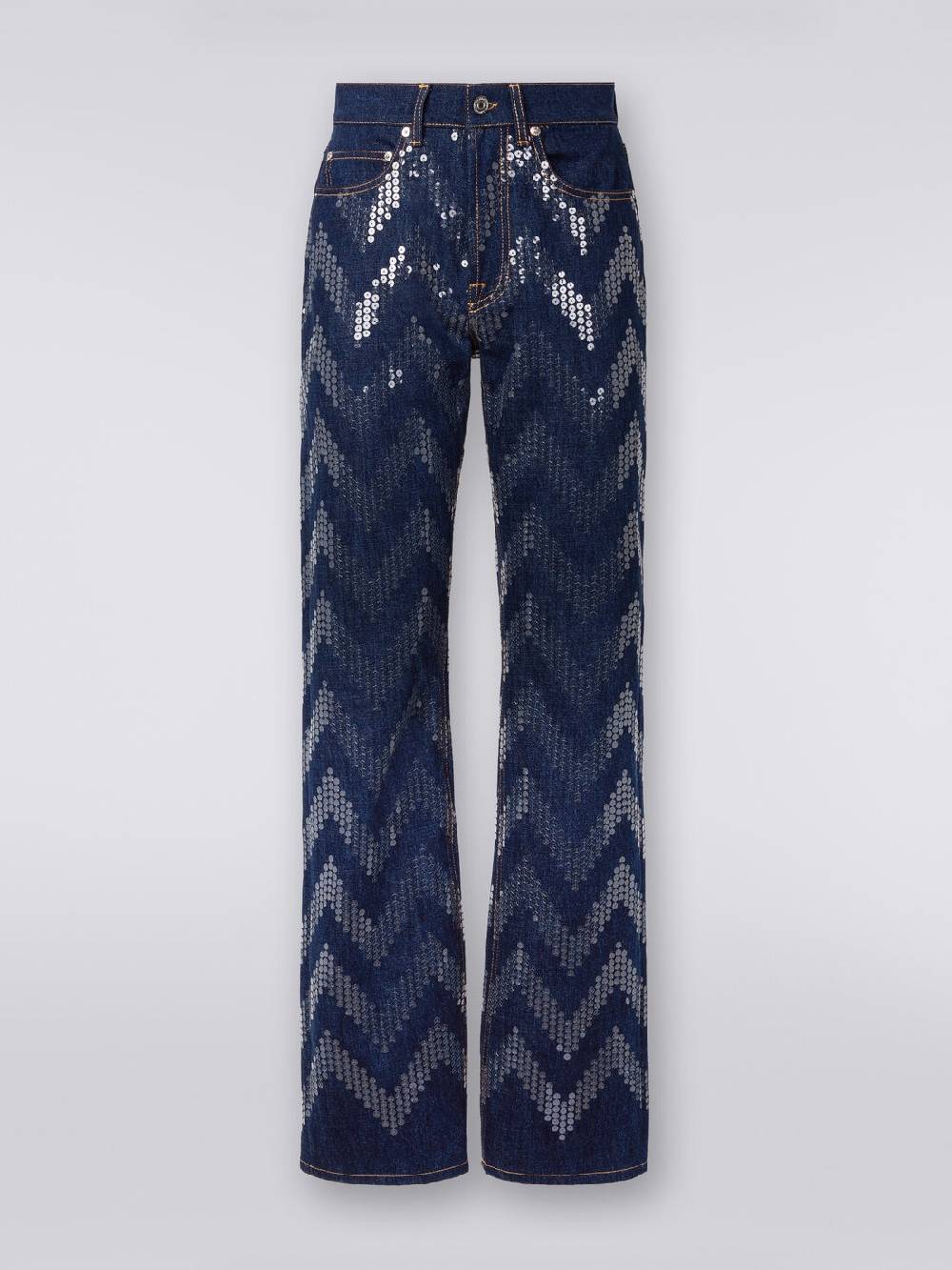 Missoni Cinque tasche in denim con paillettes zig zag Sconto di tempo limitato