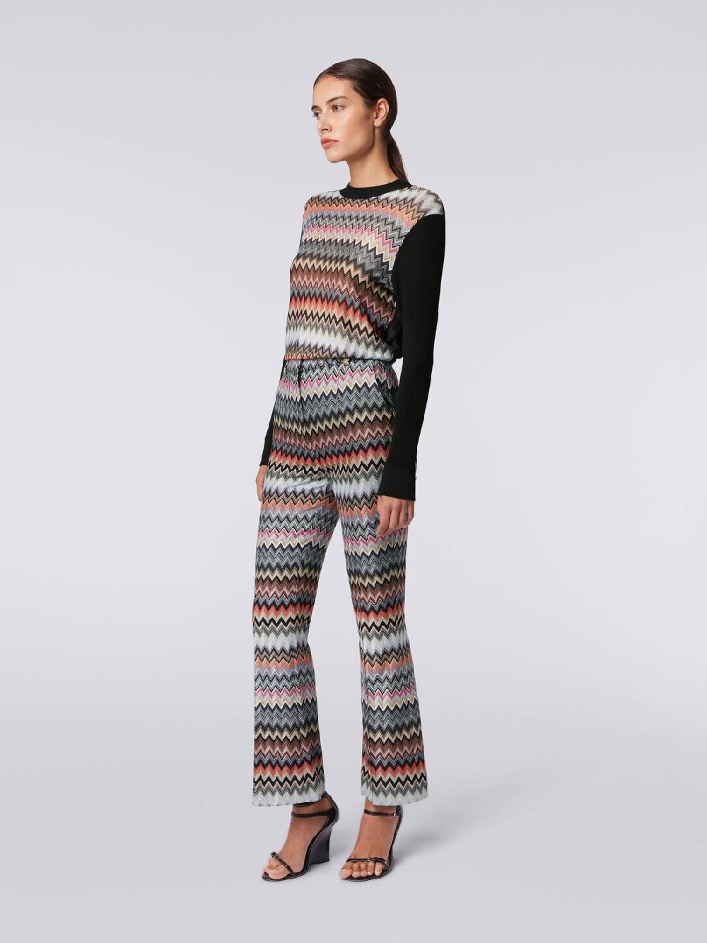 Missoni Pantaloni cropped in cotone e viscosa zig zag Negozio online di fabbrica