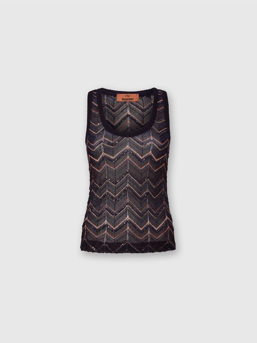 Missoni Canottiera in maglia zig zag con lurex e paillettes Offerta temporanea