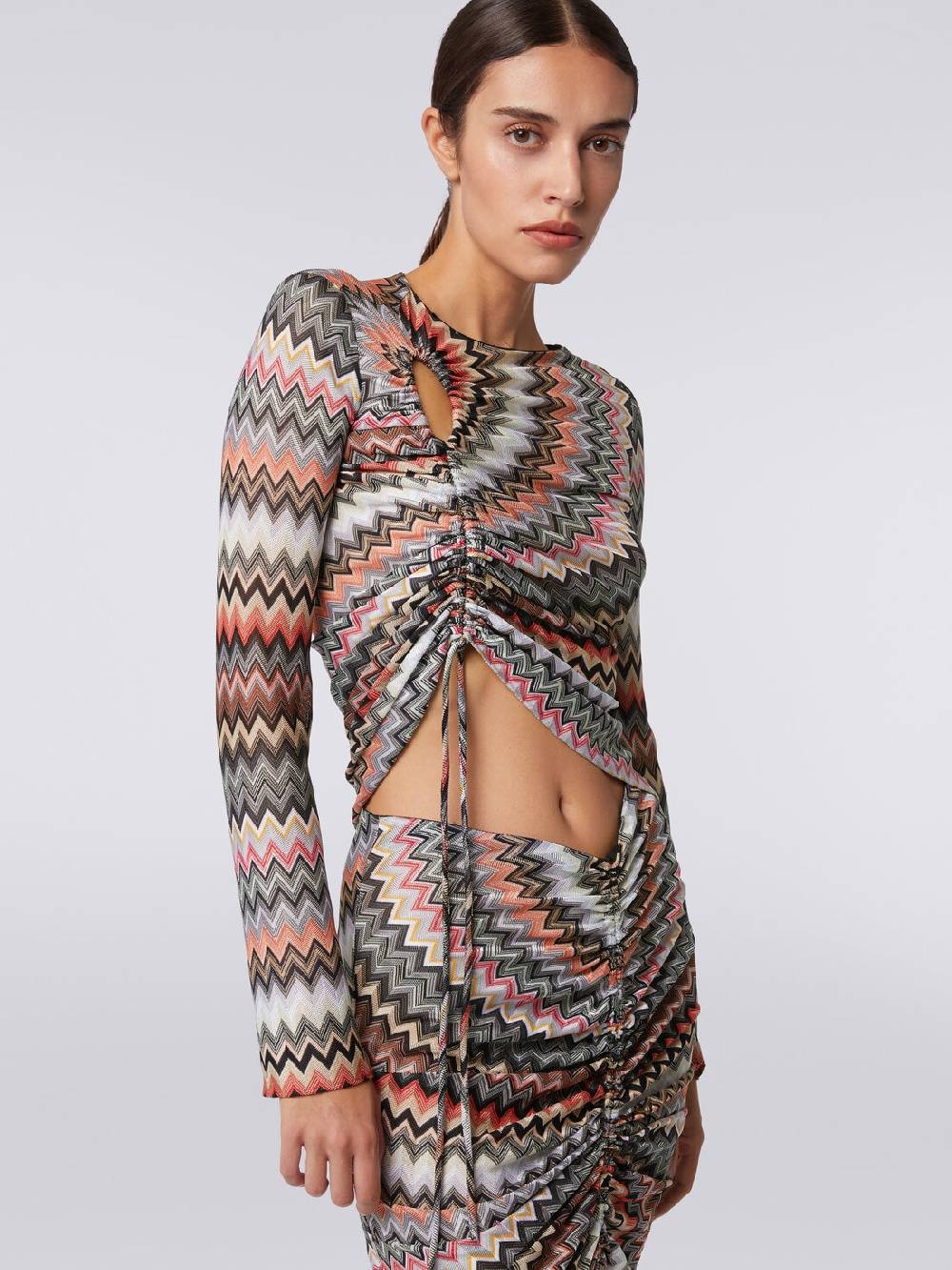 Missoni Top a maniche lunghe zig zag con arricciatura e dettaglio cut-out Offerte esclusive