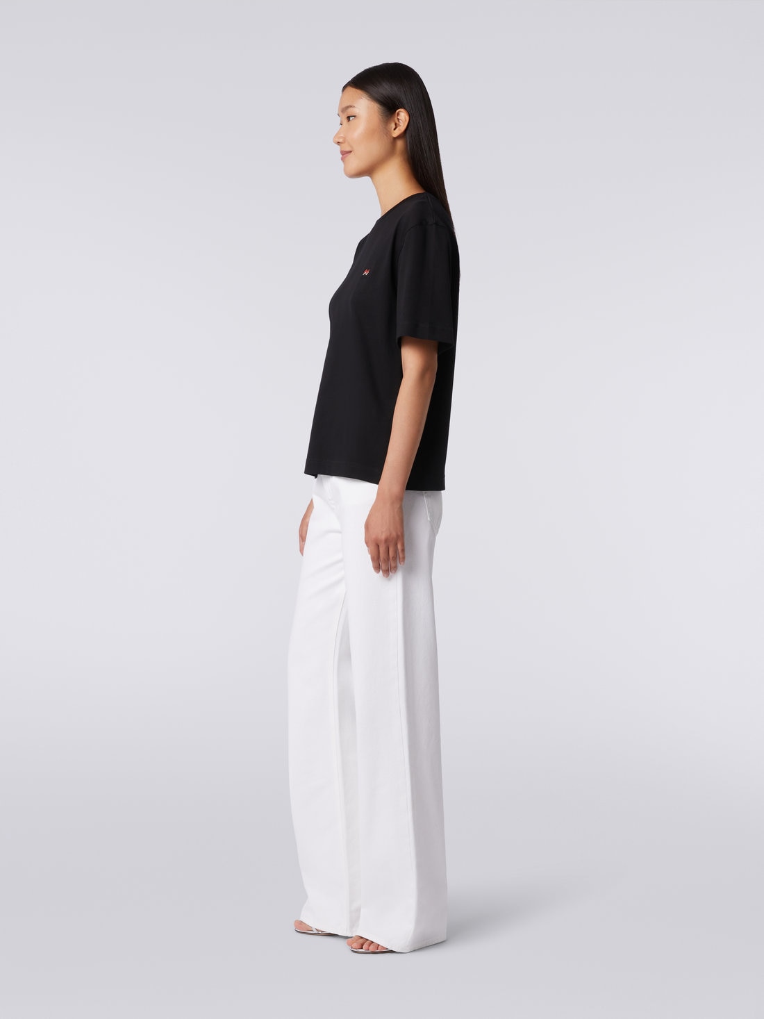 Missoni T-shirt girocollo in cotone con ricamo e logo Nuovi prodotti