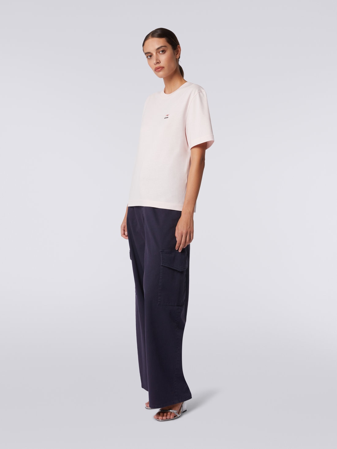 Missoni T-shirt girocollo in cotone con ricamo e logo Offerte stagionali