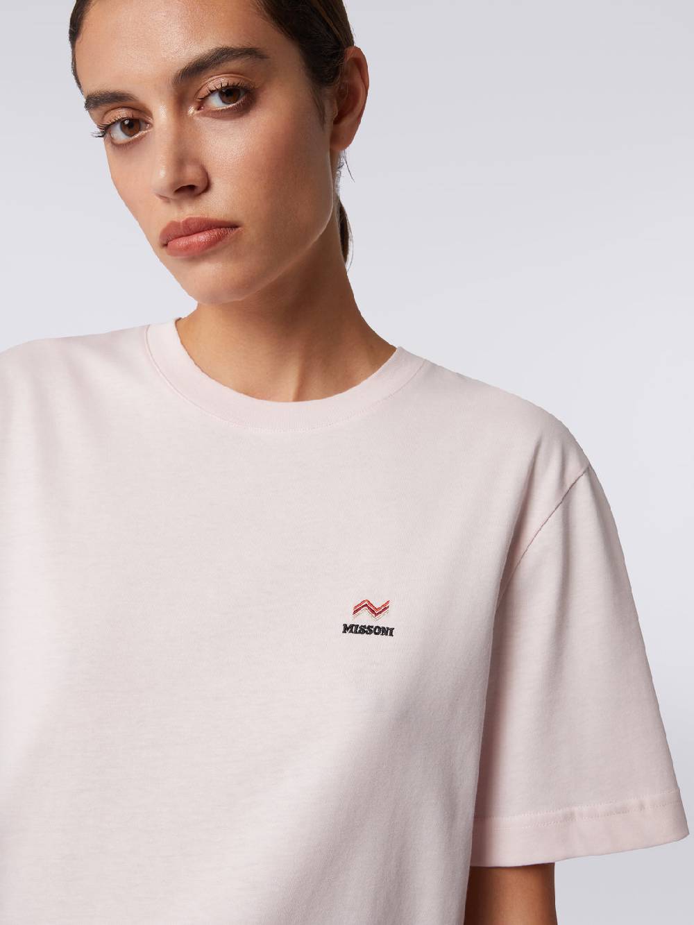 Missoni T-shirt girocollo in cotone con ricamo e logo Offerte stagionali