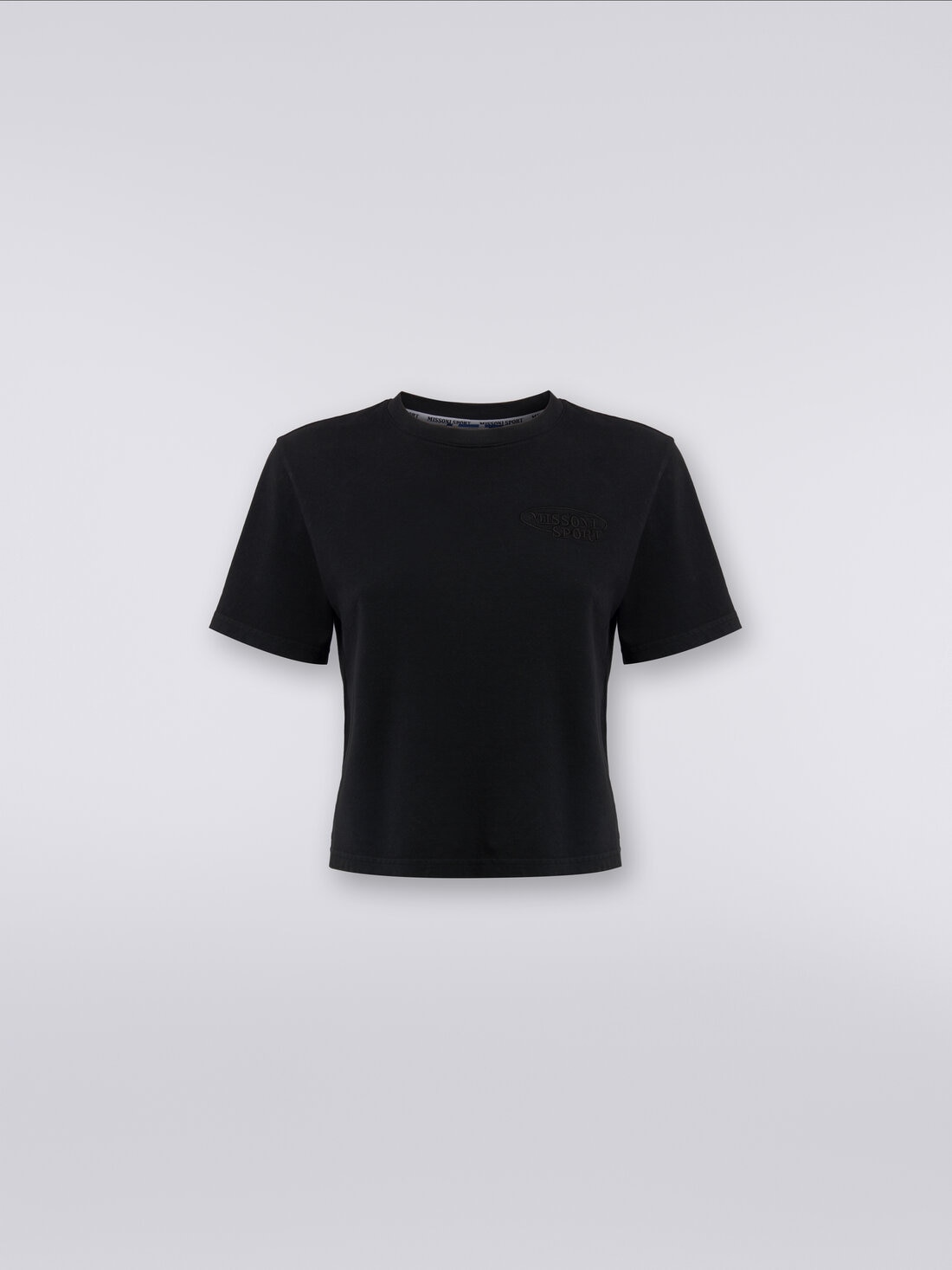 Missoni T-shirt girocollo crop in cotone con logo Liquidazione