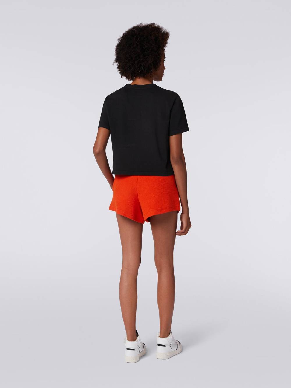Missoni T-shirt girocollo crop in cotone con logo Liquidazione