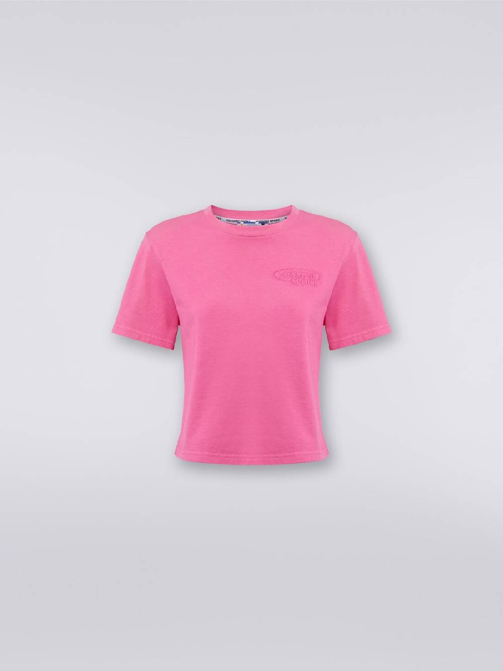 Missoni T-shirt girocollo crop in cotone con logo Offerte giornaliere