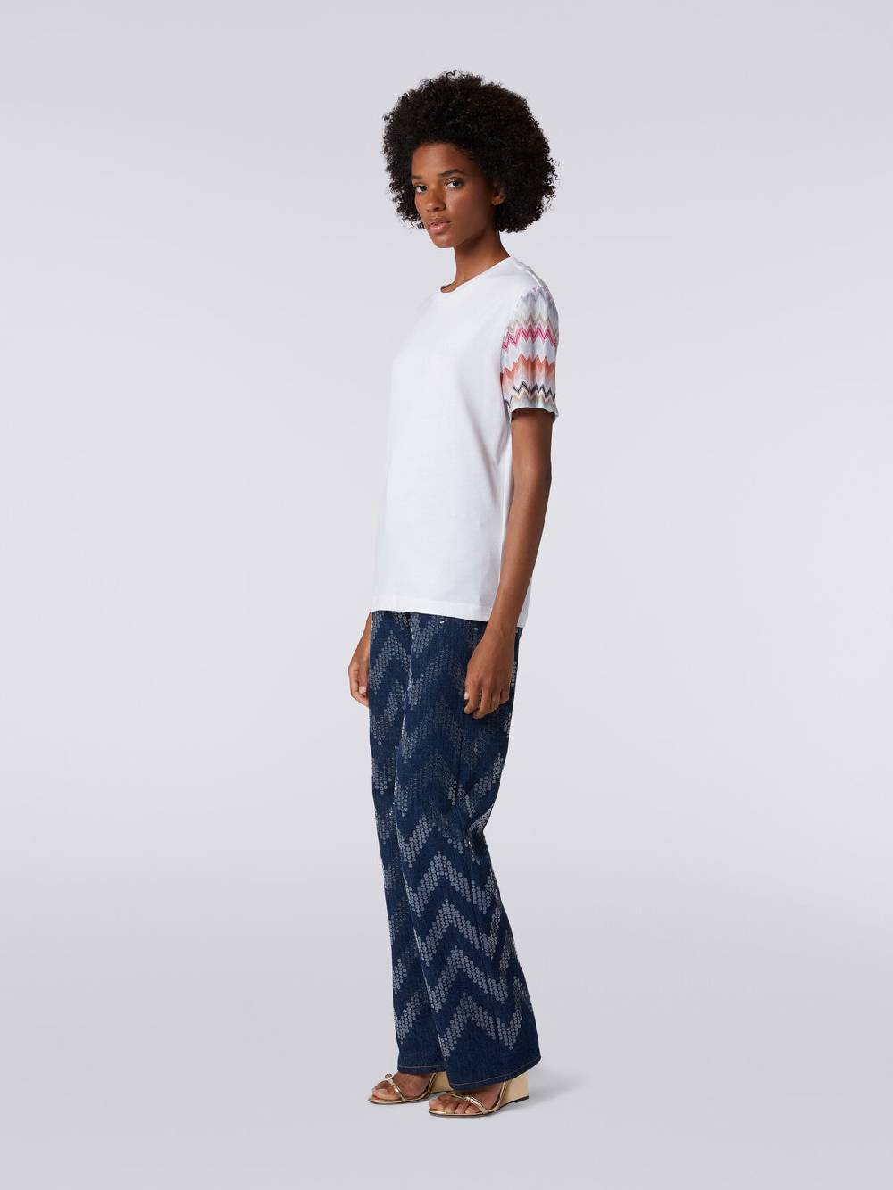 Missoni T-shirt girocollo in cotone con inserti zig zag Enormi risparmi