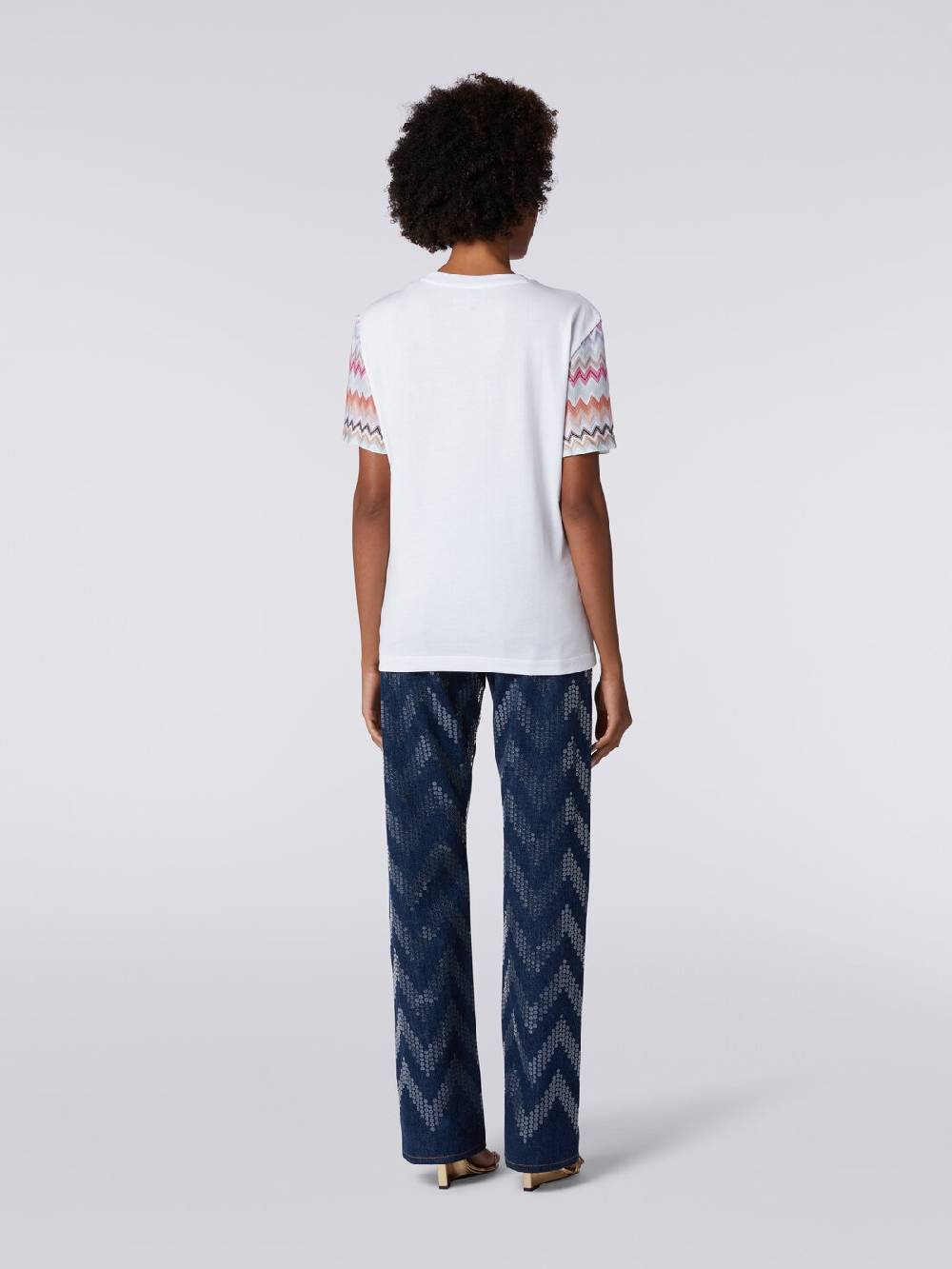Missoni T-shirt girocollo in cotone con inserti zig zag Enormi risparmi