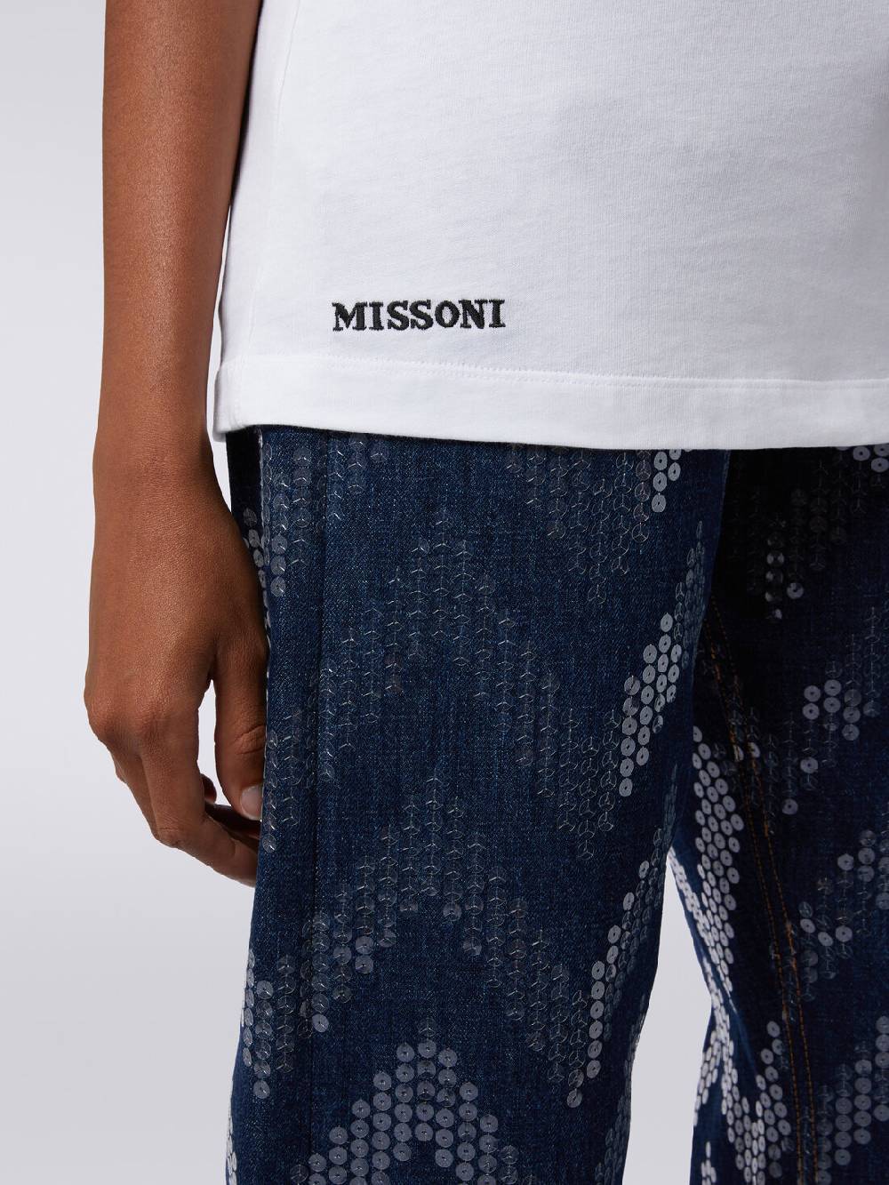 Missoni T-shirt girocollo in cotone con inserti zig zag Enormi risparmi