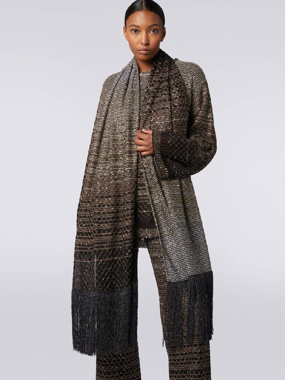 Missoni Stola in maglia dégradé con frange e paillettes Rilascio limitato