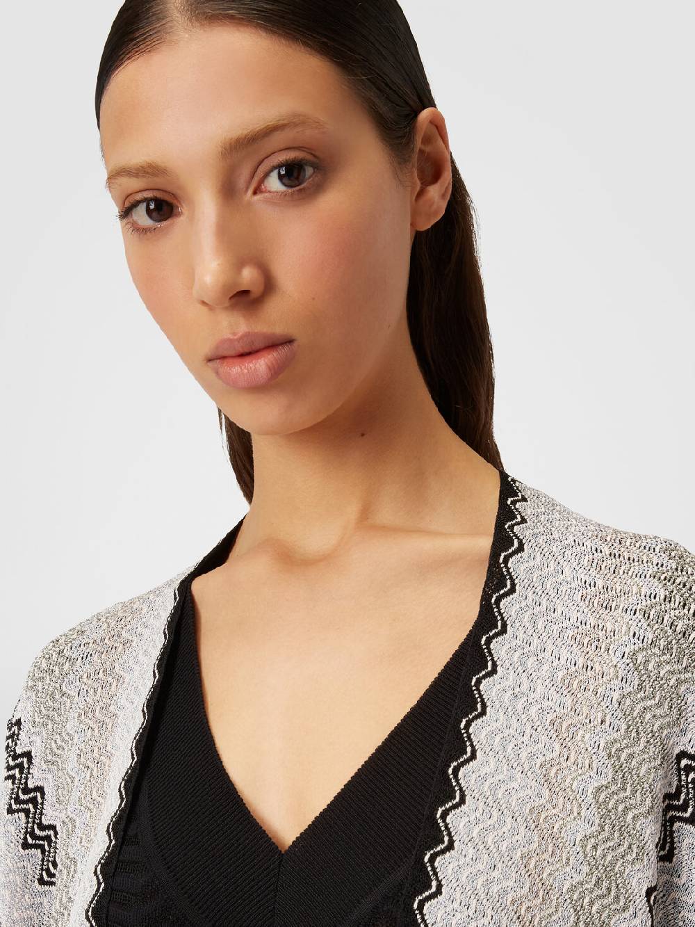 Missoni Poncho in maglia di misto viscosa con motivo a onde e frange Offerta speciale della fabbrica
