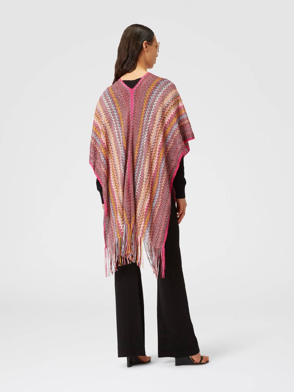 Missoni Poncho in maglia di viscosa zig zag con frange Sostegno trimestrale
