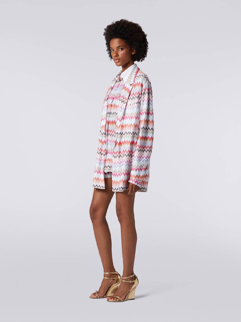 Missoni Blazer doppiopetto in cotone e viscosa stampa zig zag Fino al 55% di sconto