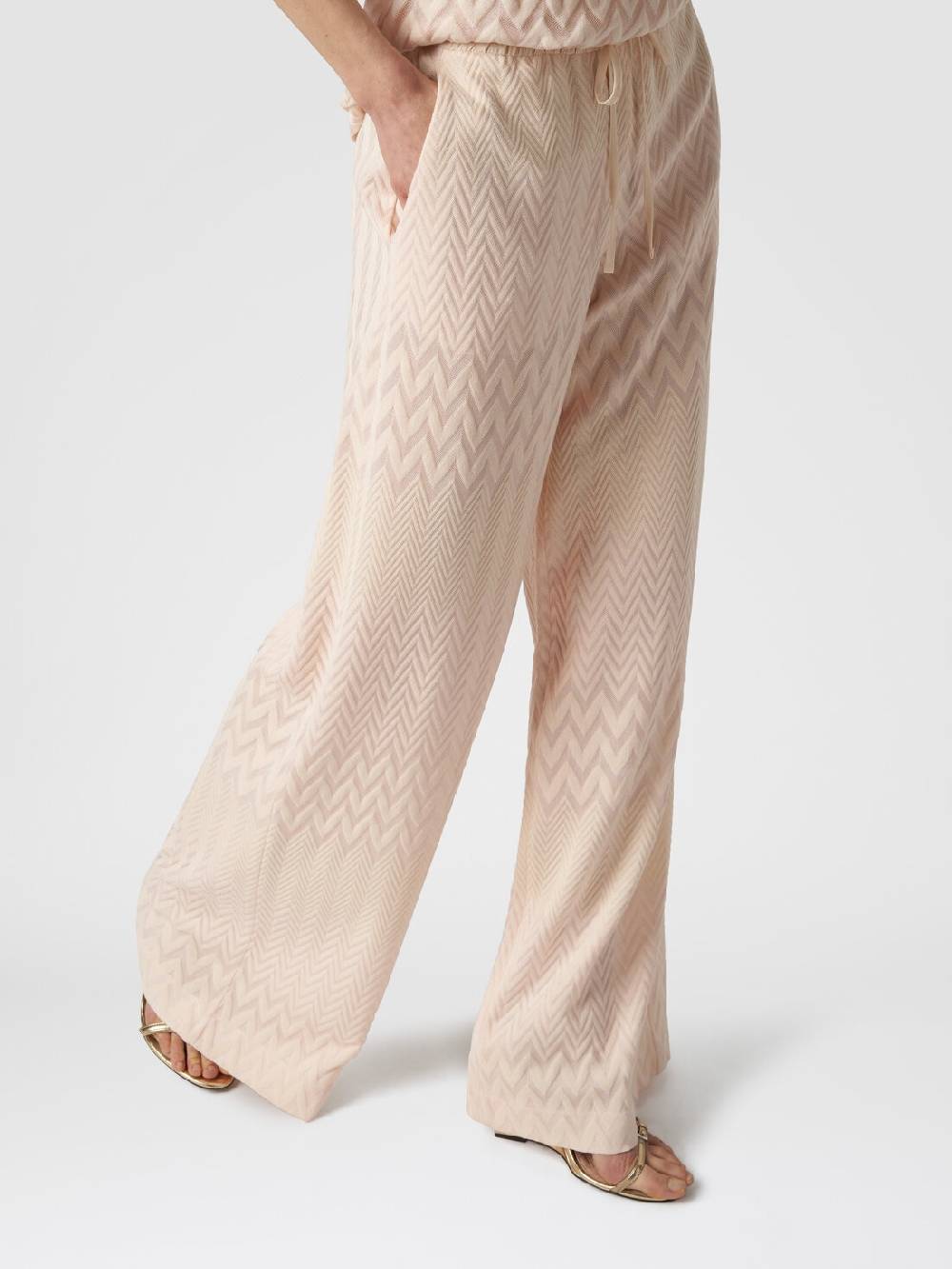 Missoni Pantaloni a palazzo in cotone e viscosa zig zag Super sconto