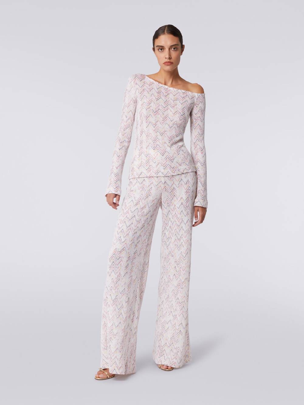 Missoni Pantaloni a palazzo in lana e viscosa zig zag 50% di sconto con spedizione gratuita