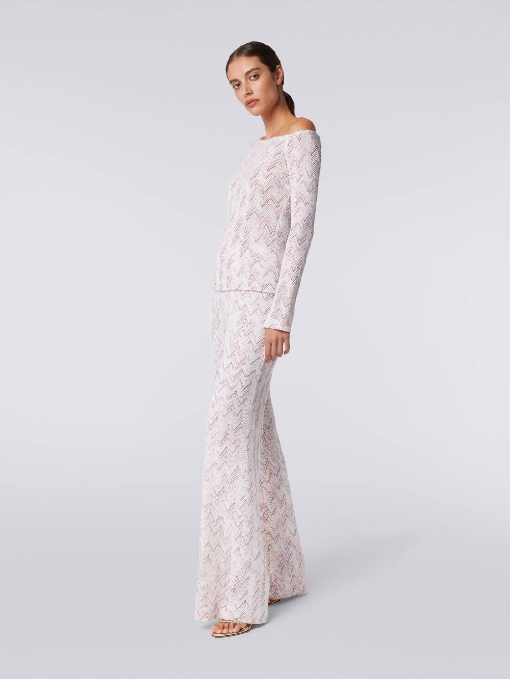Missoni Pantaloni a palazzo in lana e viscosa zig zag 50% di sconto con spedizione gratuita