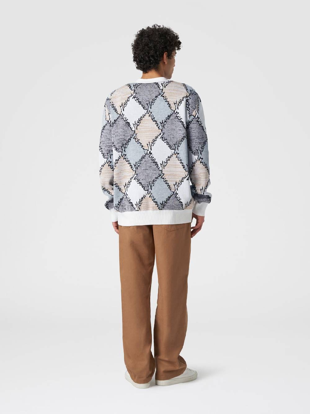 Missoni Cardigan in cotone a losanghe con scritta logo Vendita