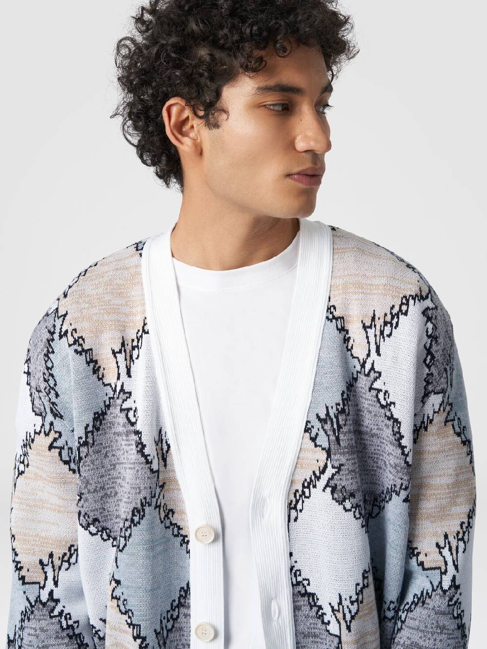 Missoni Cardigan in cotone a losanghe con scritta logo Vendita
