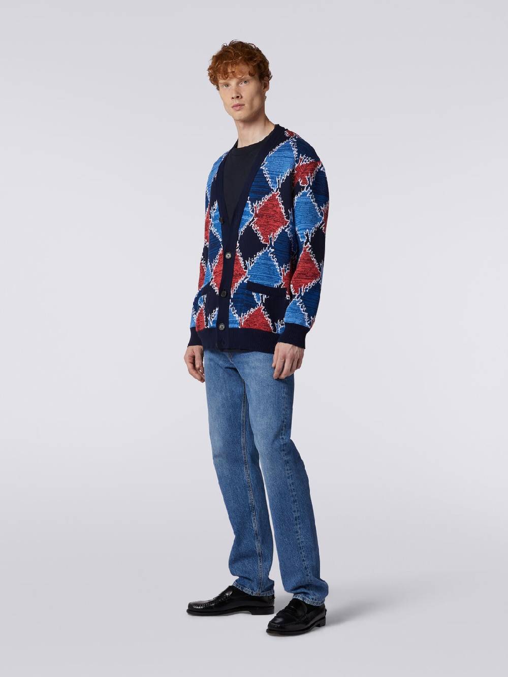 Missoni Cardigan in cotone a losanghe con scritta logo Promozione