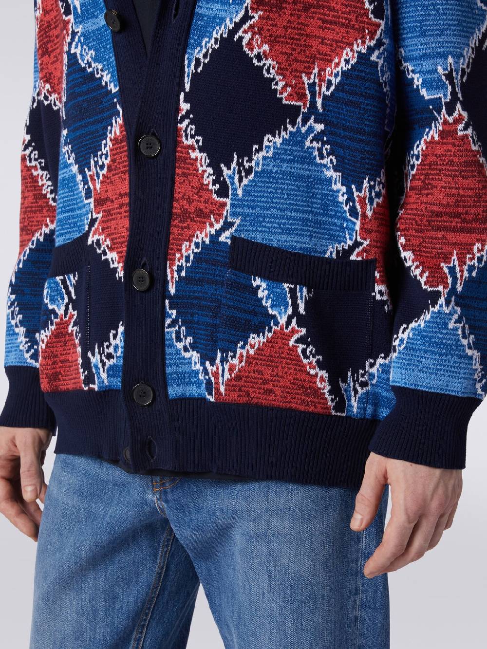 Missoni Cardigan in cotone a losanghe con scritta logo Promozione