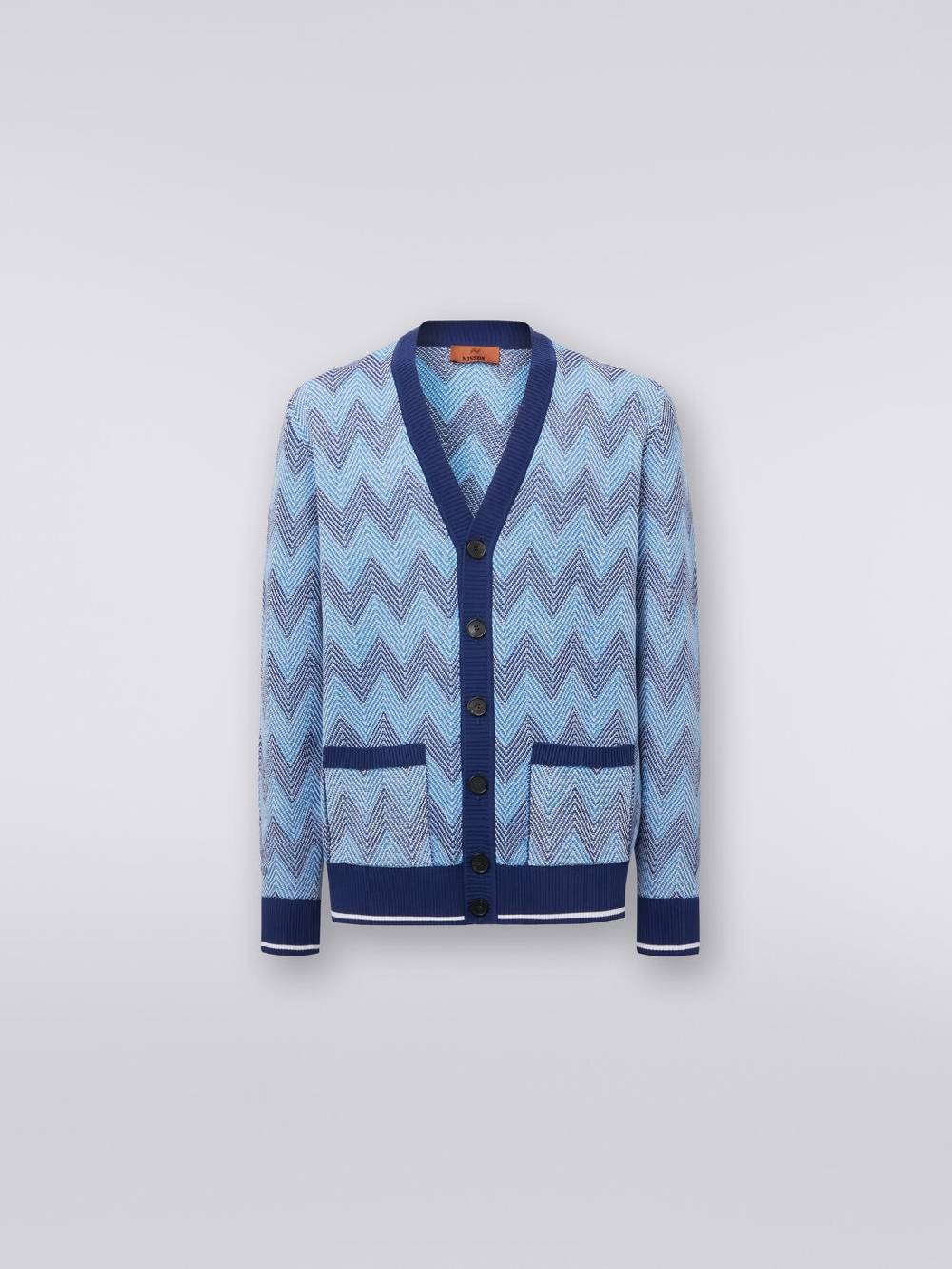 Missoni Cardigan in maglia di cotone chevron con profili a contrasto Spedizione Gratuita