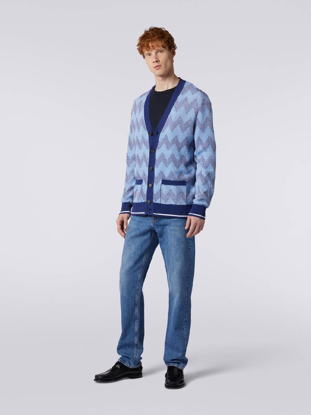 Missoni Cardigan in maglia di cotone chevron con profili a contrasto Spedizione Gratuita