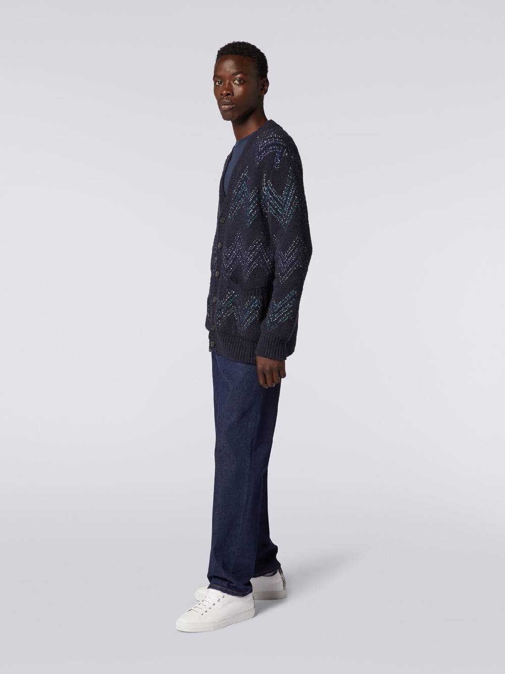 Missoni Cardigan con scollatura a V in misto cotone zig zag Soddisfazione Garantita