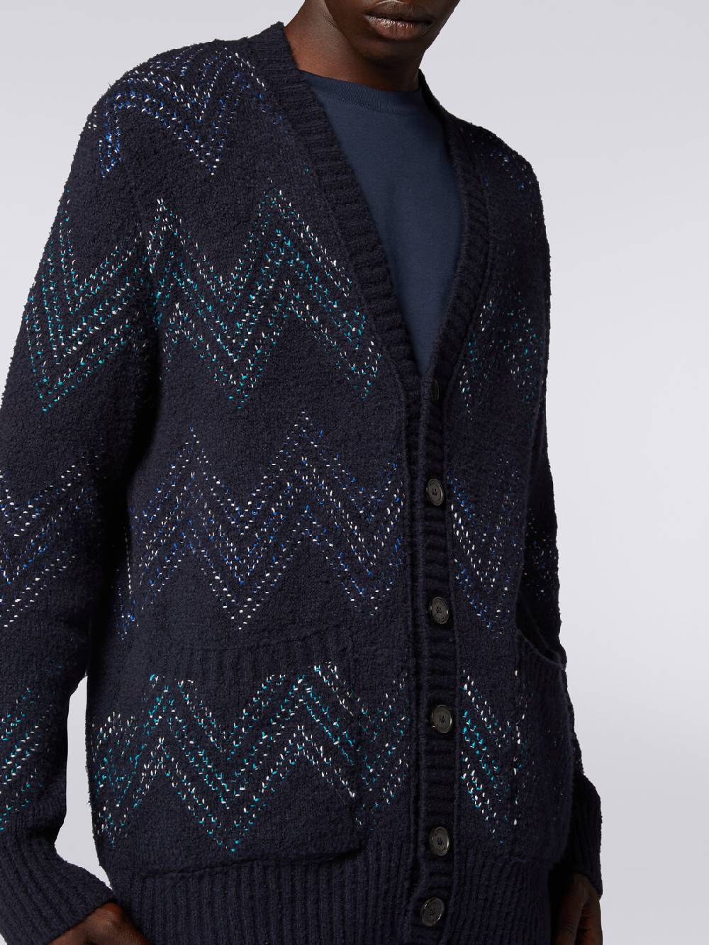 Missoni Cardigan con scollatura a V in misto cotone zig zag Soddisfazione Garantita