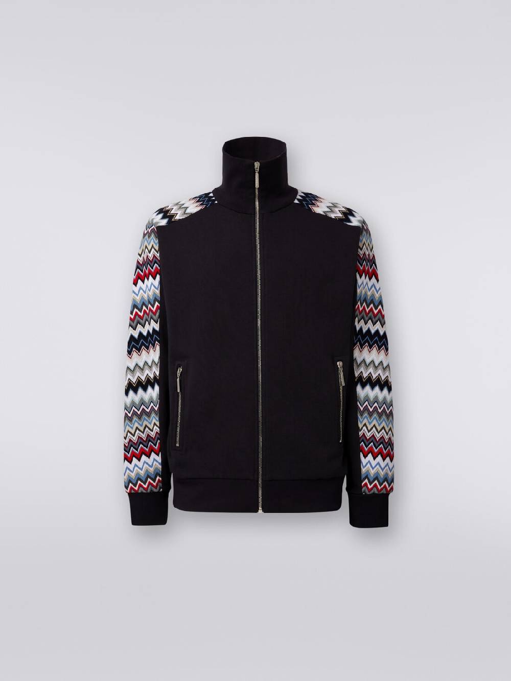 Missoni Felpa in cotone con zip e inserti zig zag Negozi Online