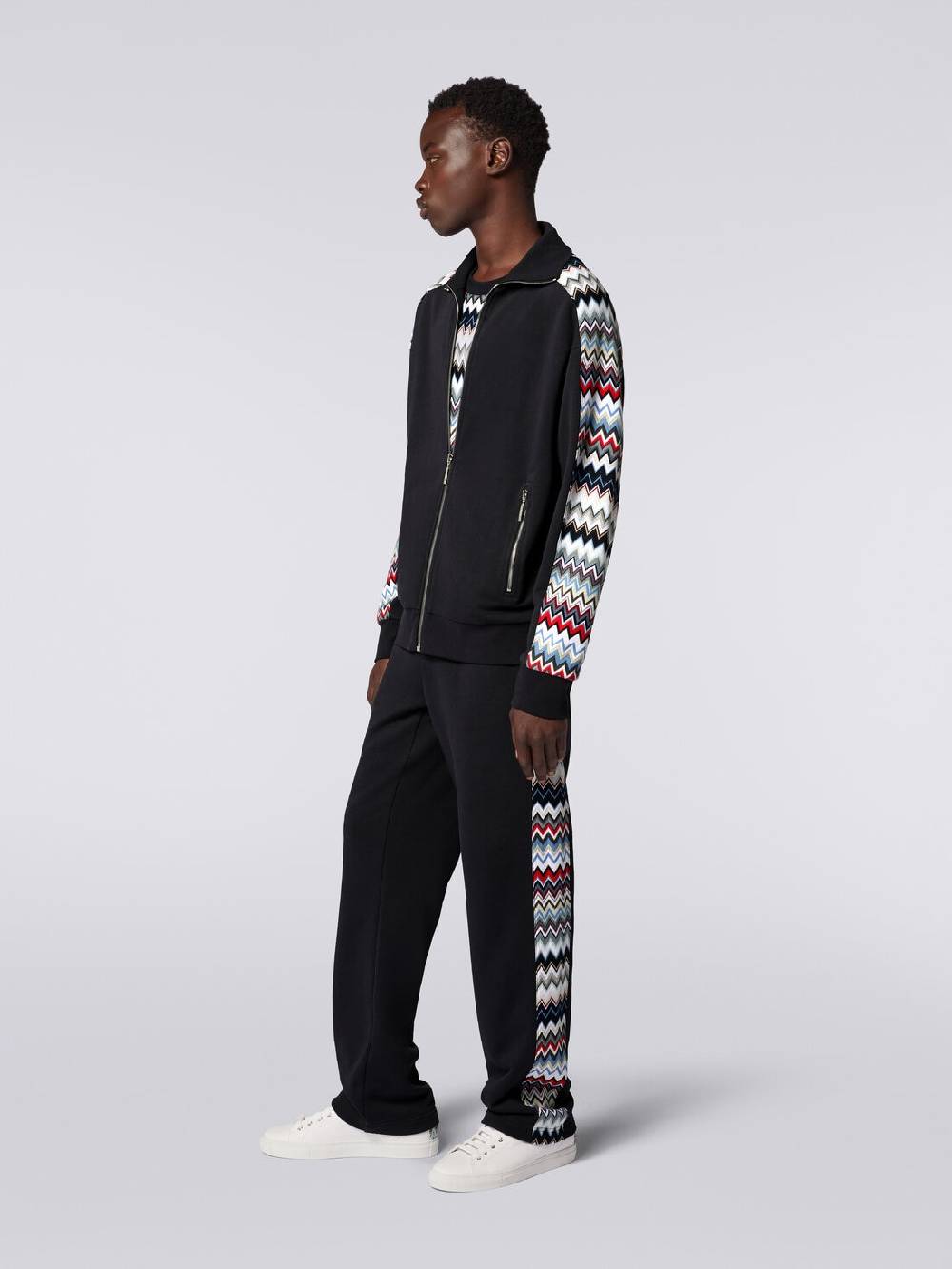 Missoni Felpa in cotone con zip e inserti zig zag Negozi Online