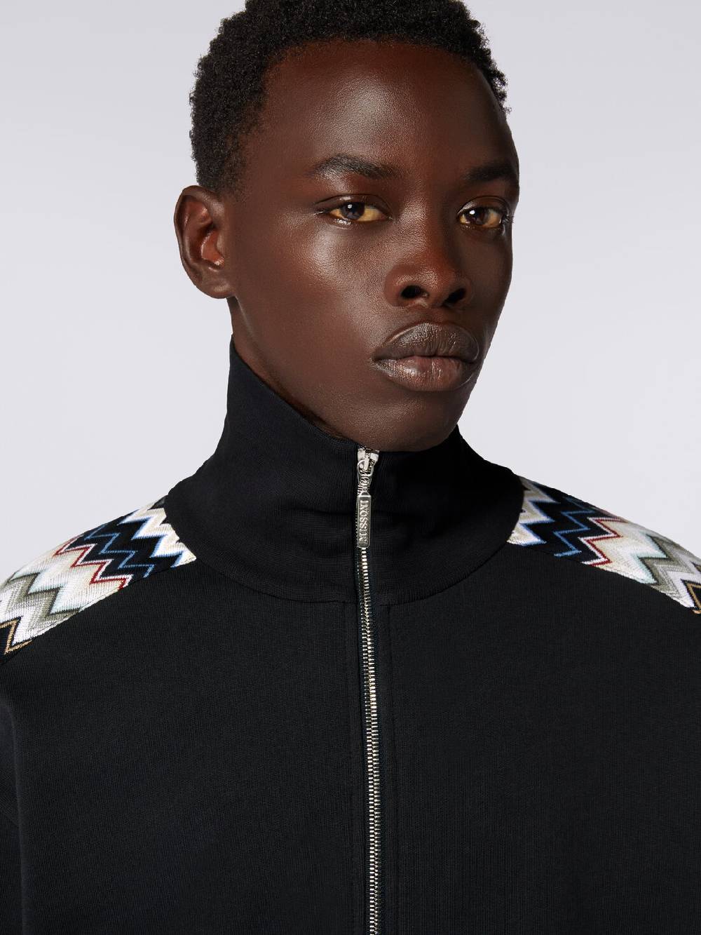 Missoni Felpa in cotone con zip e inserti zig zag Negozi Online