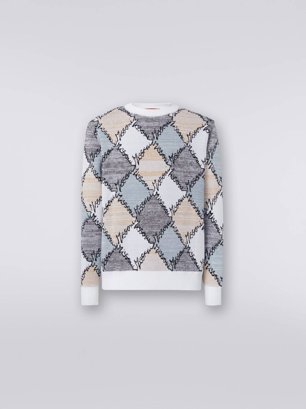 Missoni Pullover giorocollo in cotone a losanghe con scritta logo Presa