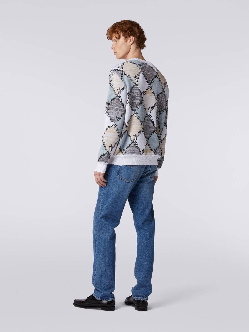 Missoni Pullover giorocollo in cotone a losanghe con scritta logo Presa