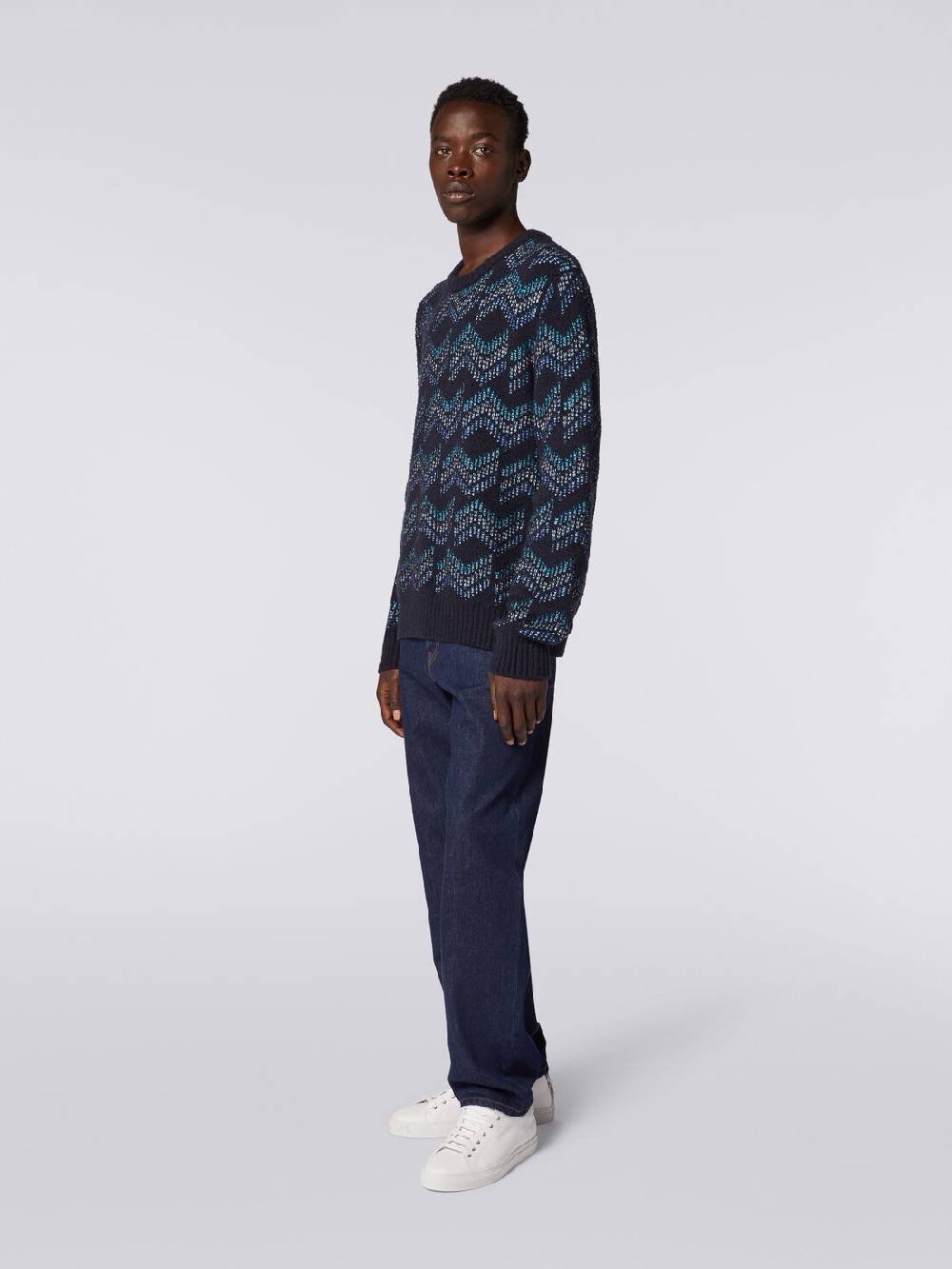 Missoni Pullover girocollo in misto cotone motivo zig zag Sconto