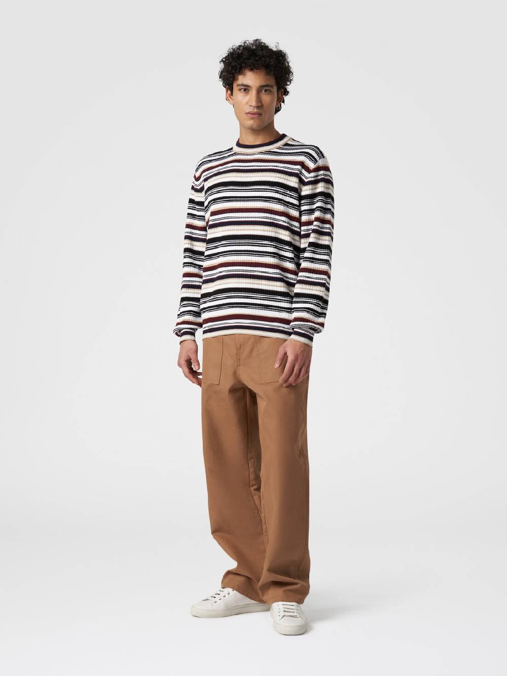 Missoni Pullover girocollo in cotone a righe Offerte
