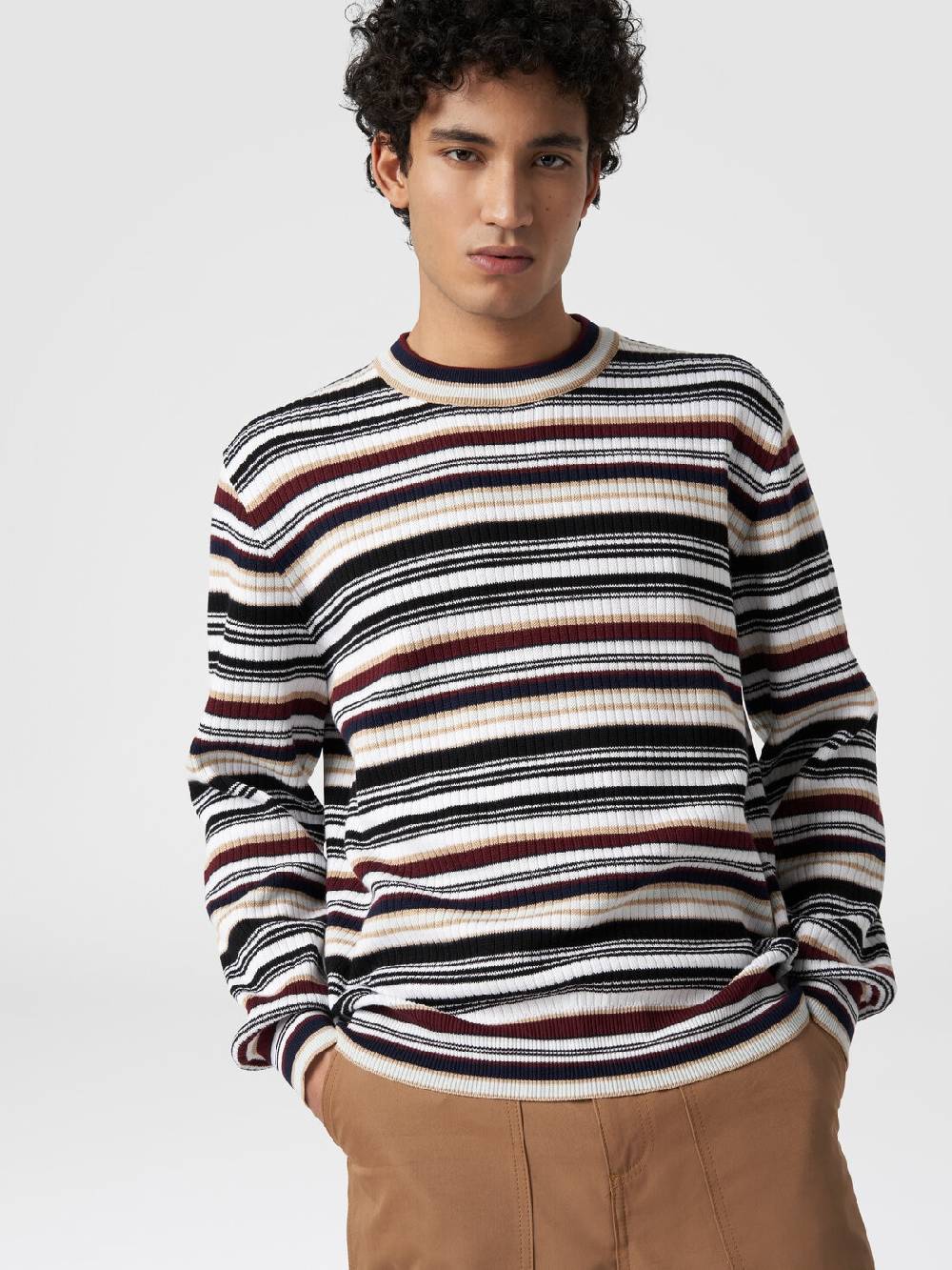 Missoni Pullover girocollo in cotone a righe Offerte