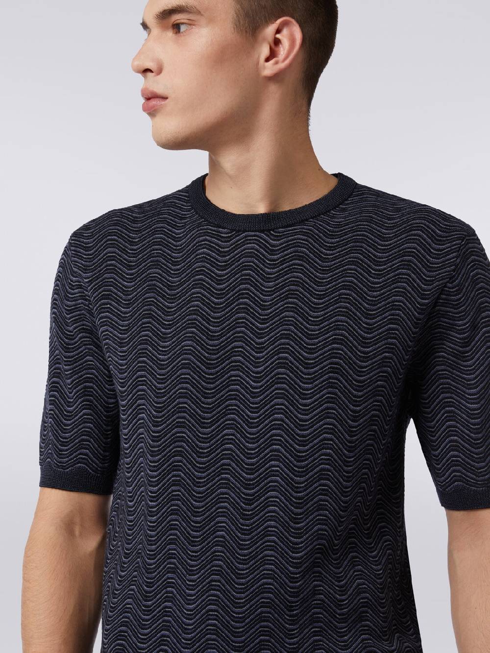 Missoni T-shirt girocollo in lana e viscosa con motivo a onde Vendita Calda