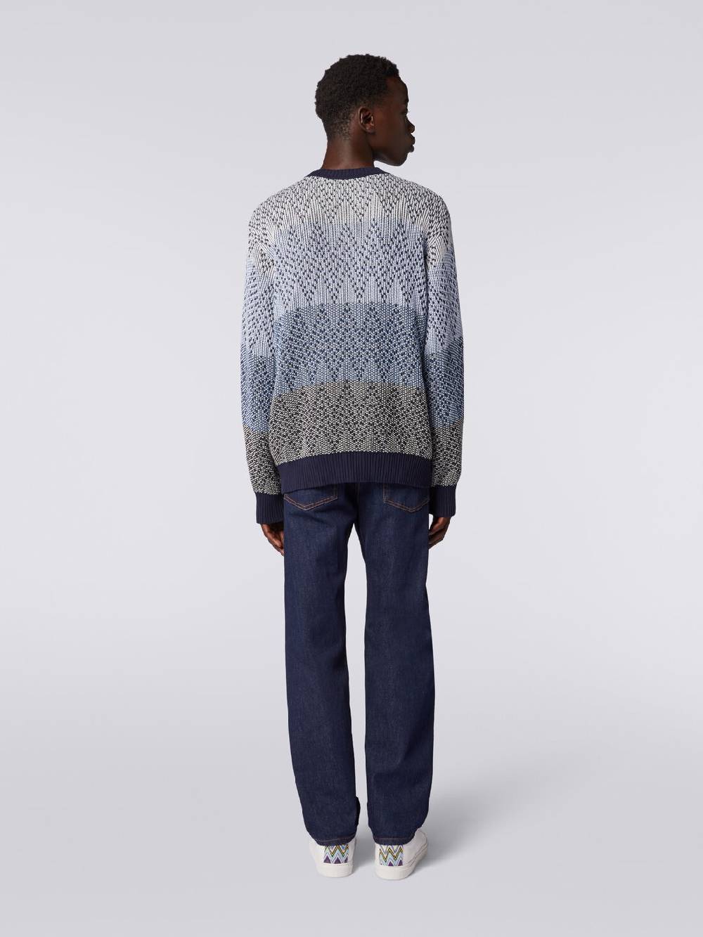 Missoni Pullover girocollo in cotone zig zag Saldi Di Fabbrica