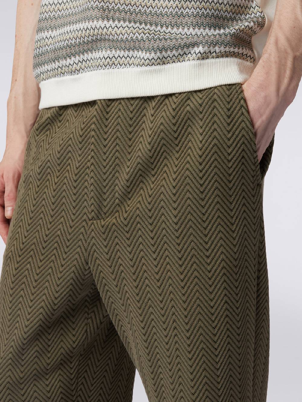 Missoni Pantaloni classici in cotone e viscosa zig zag Nuova