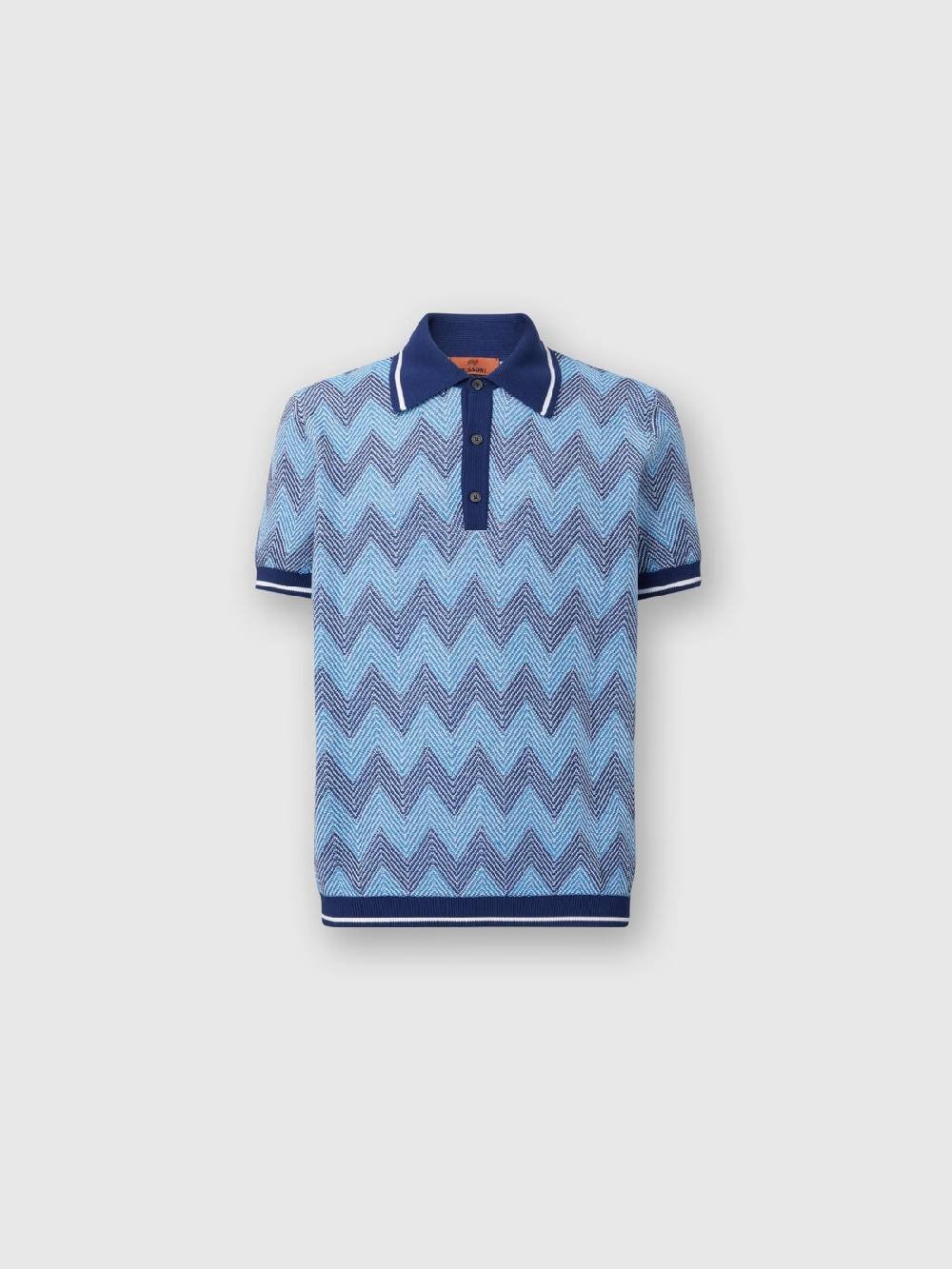 Missoni Polo a maniche corte in cotone zig zag con profili a contrasto Prezzo di fabbrica