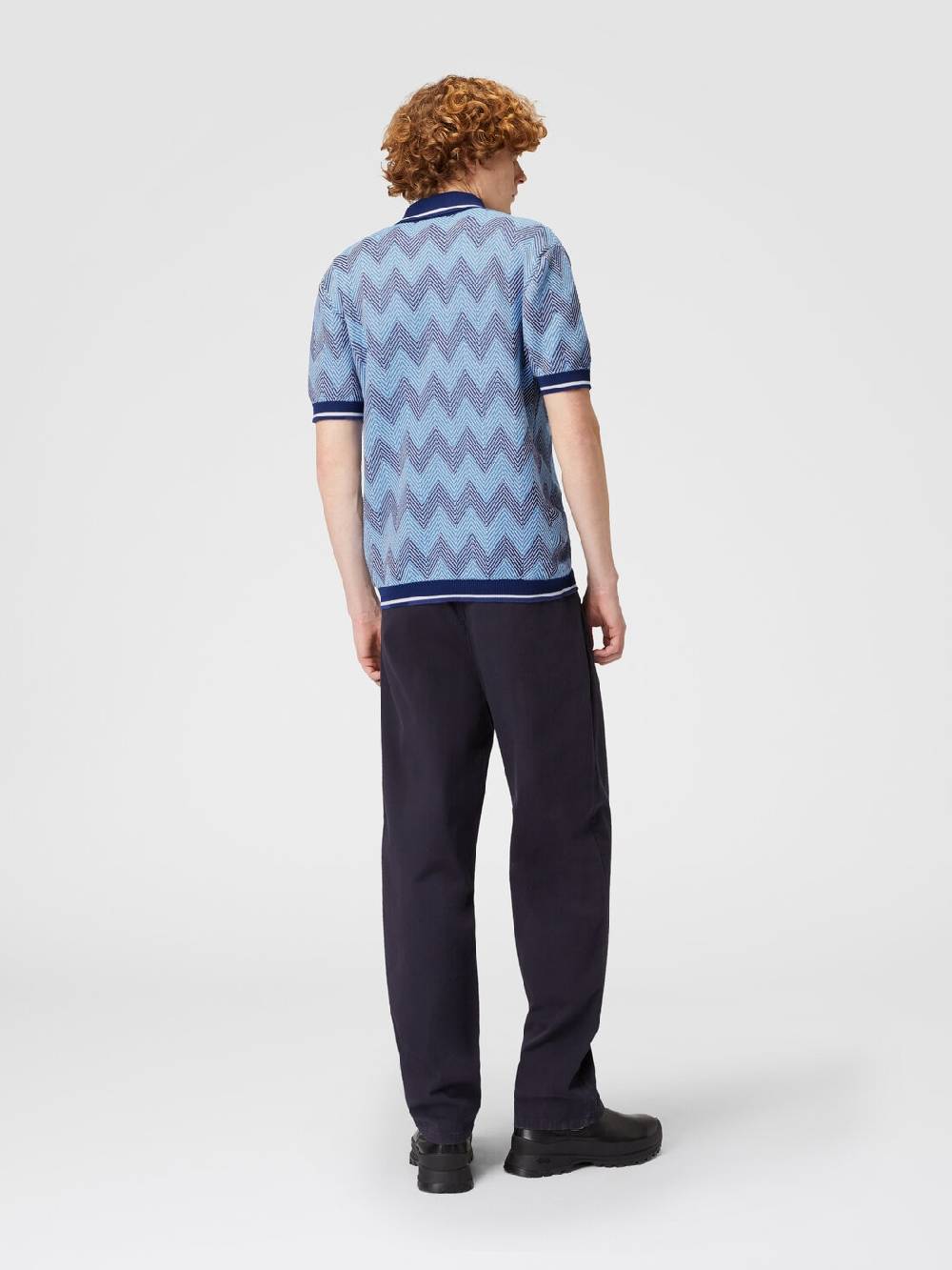 Missoni Polo a maniche corte in cotone zig zag con profili a contrasto Prezzo di fabbrica