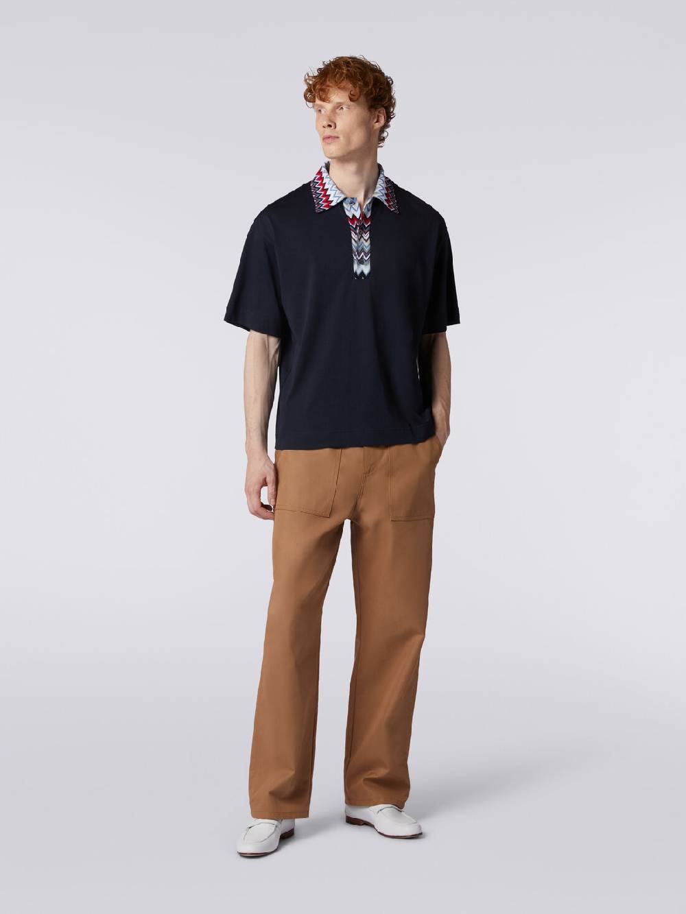Missoni Polo a maniche corte in cotone con inserti zig zag Shopping online